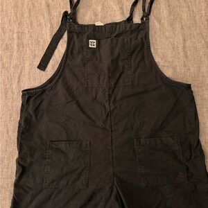Lucy & Yak Black Original Dungaree Shorts